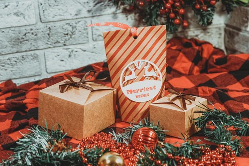 close up christmas decorations table